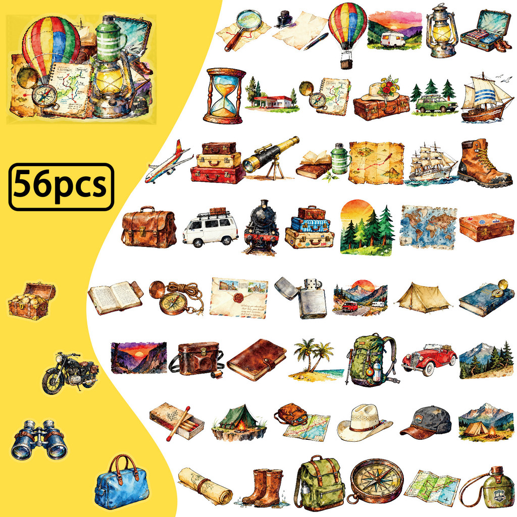 Outdoor Adventure Store - 56 Adesivos PET para Viagem e