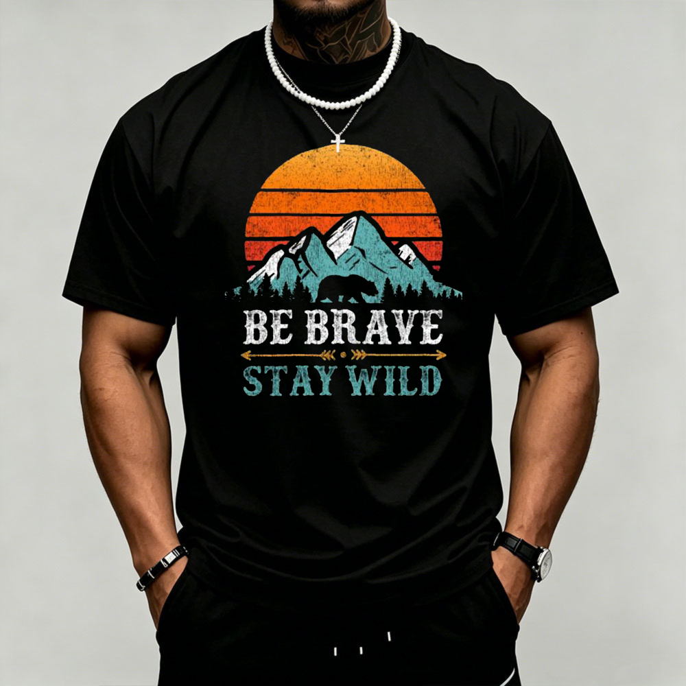 Outdoor Adventure Quotes Short - Camiseta Masculina com Estampa de Urso