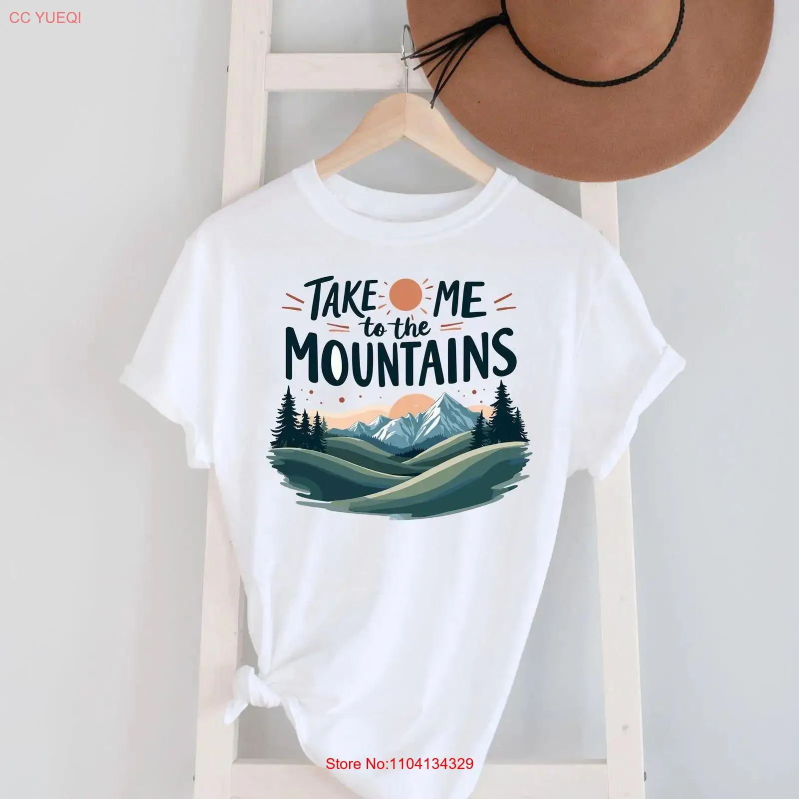 Outdoor Adventure Quotes Short - Camiseta 'Leva-me às montanhas' com paisagem