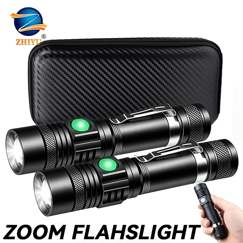 Outdoor Adventure Trips - Lanterna LED T6 Recarregável, Tocha Zoomável