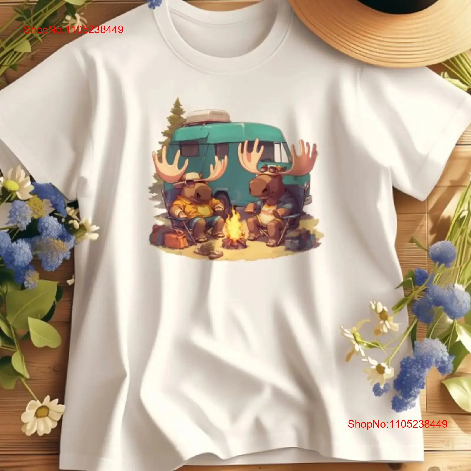 Outdoor Adventure At - Camiseta Moose Camping at Campfire para