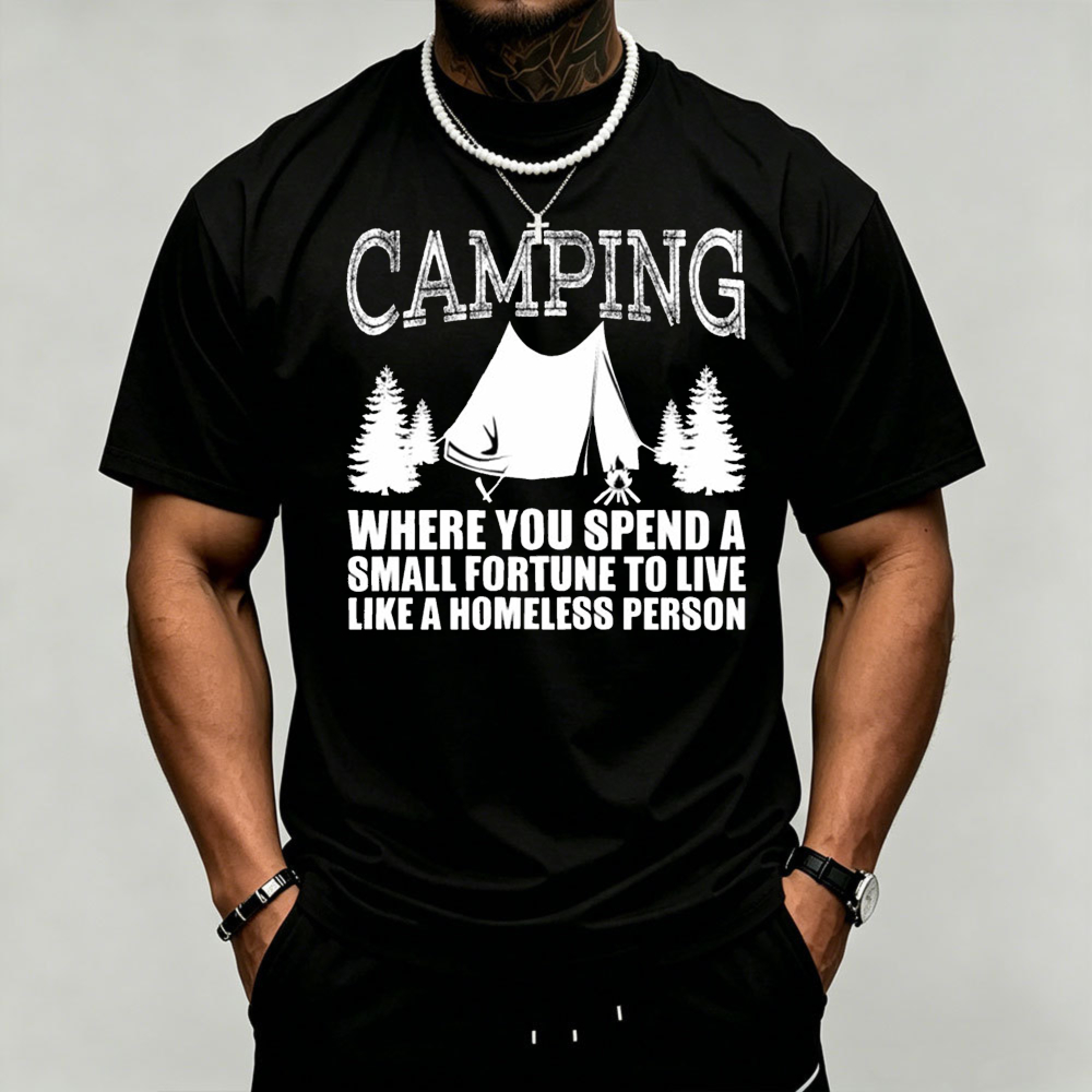 Outdoor Adventure Quotes Short - Camiseta Masculina com Estampa Gráfica de