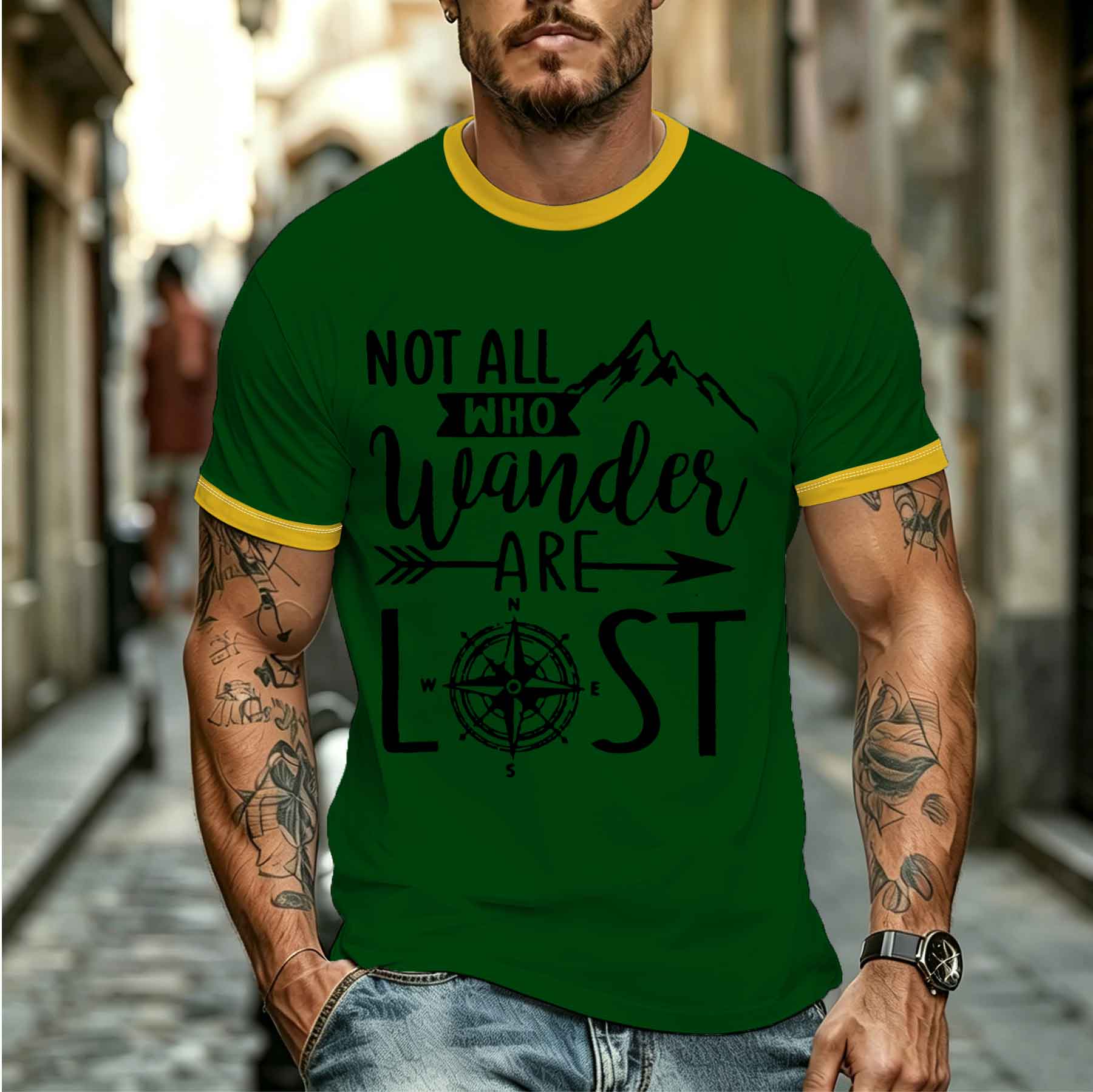 Camiseta Masculina Estilosa e  - Outdoor Adventure Quotes Short avaliação e preço